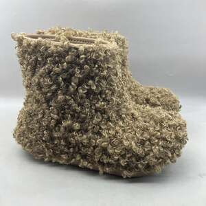Crocs Crush Doodle Fur Boots Women Size 7 Brown Ankle Comfort Pull On Shoes